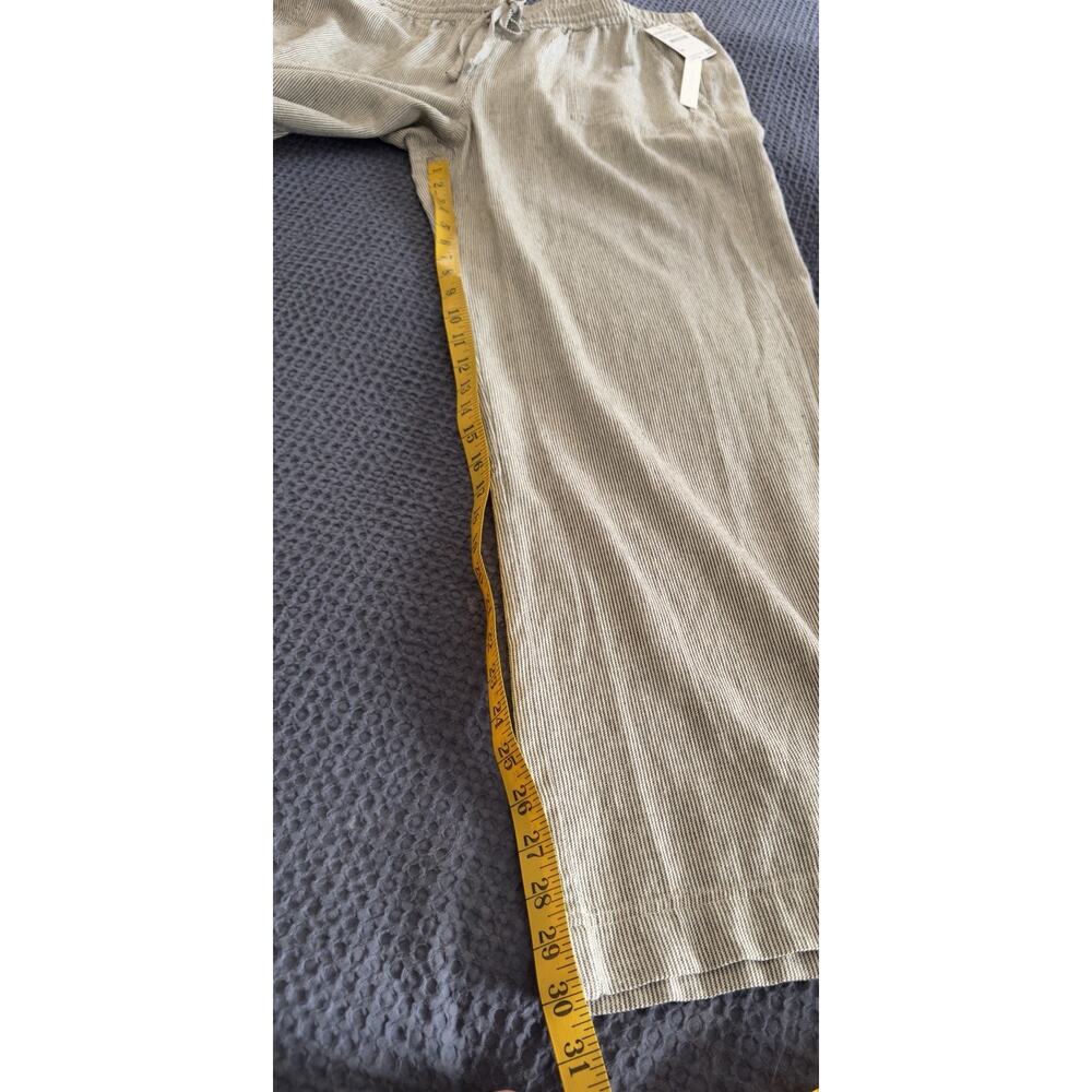 Caslon Women’s Striped Linen Blend Wide Leg Drawstring Pants L Boho - Picture 6 of 9
